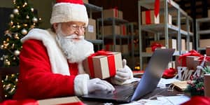 Santa Claus sending parcels
